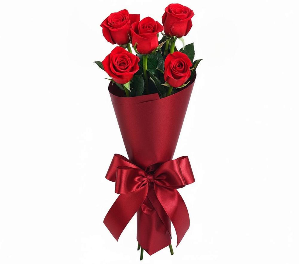 Букет 5 Красных роз Эдлесс Лав в Аше
