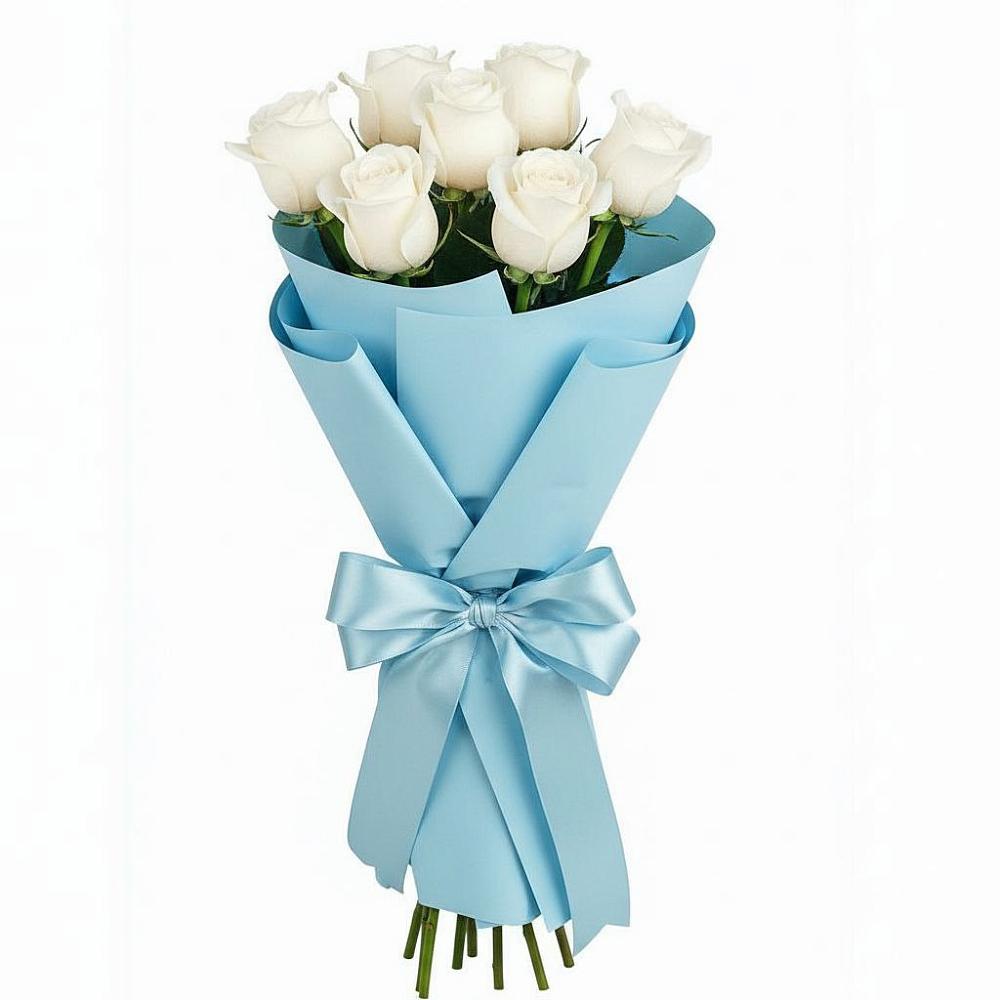 Букет 7 белых роз Проуд в Аше