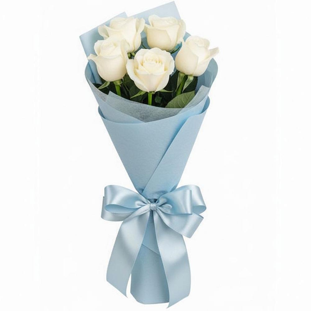Букет 5 Белых роз Проуд в Аше