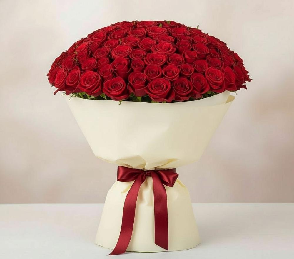 Букет 101 Красная роза Милано в Аше