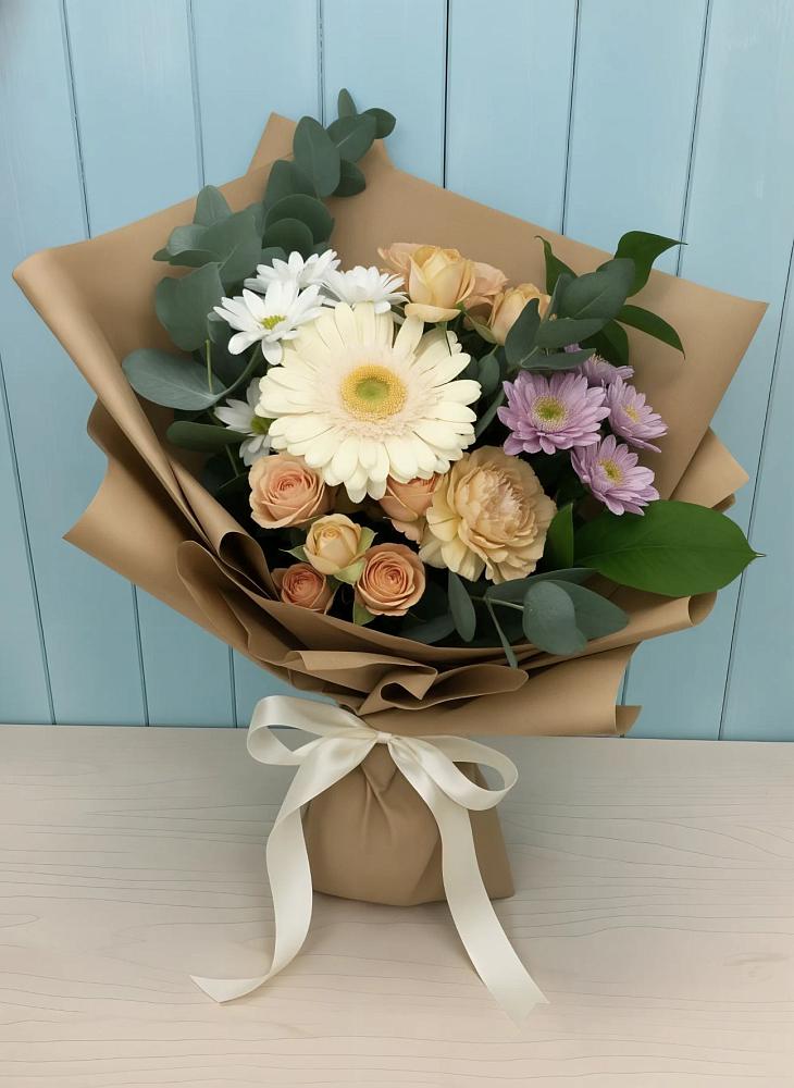 Букет цветов из: Герберы и Хризантемы в Аше