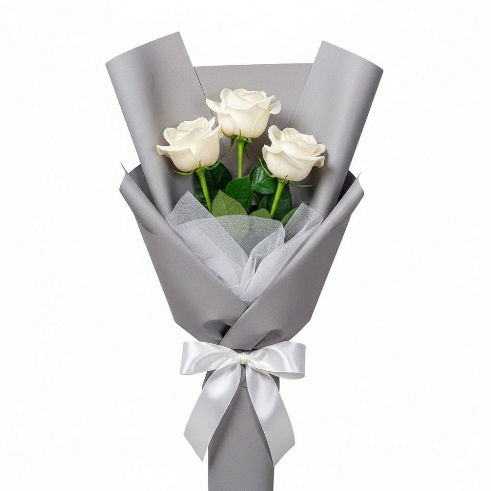 Букет 3 белые розы в Аше