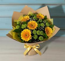 Букет цветов из:  Герберы и Хризантемы в Аше
