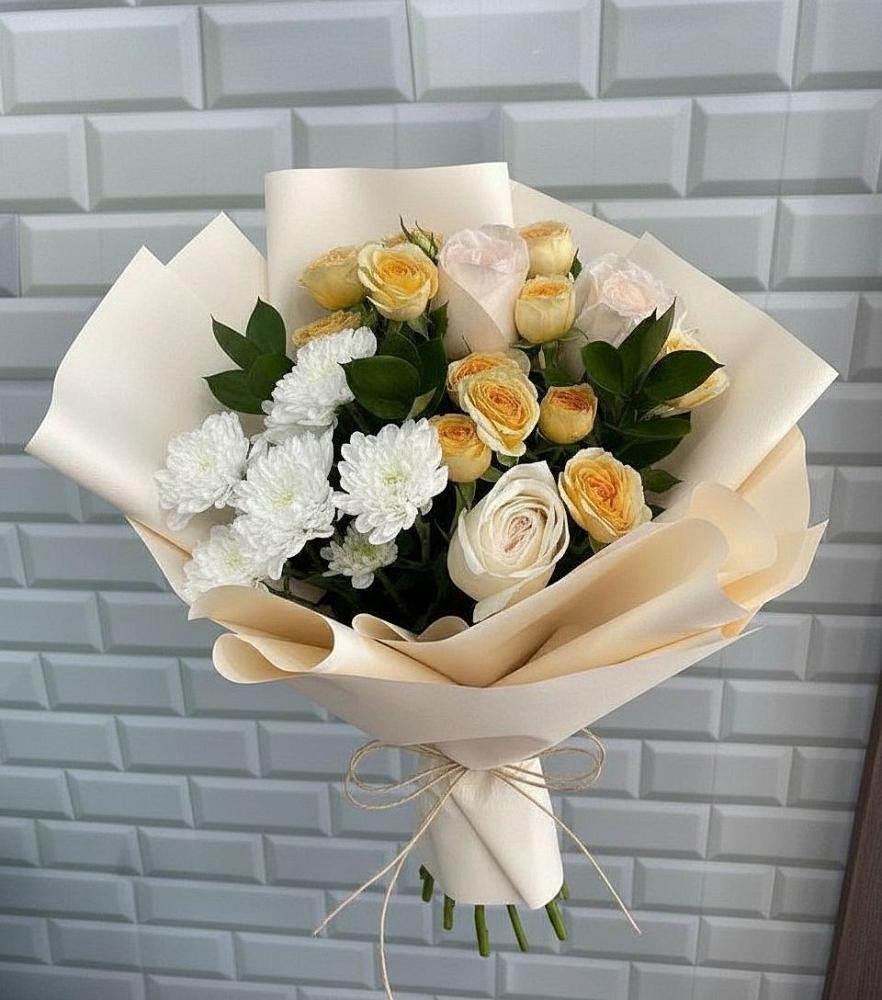 Букет цветов из: Розы и Хризантемы в Аше