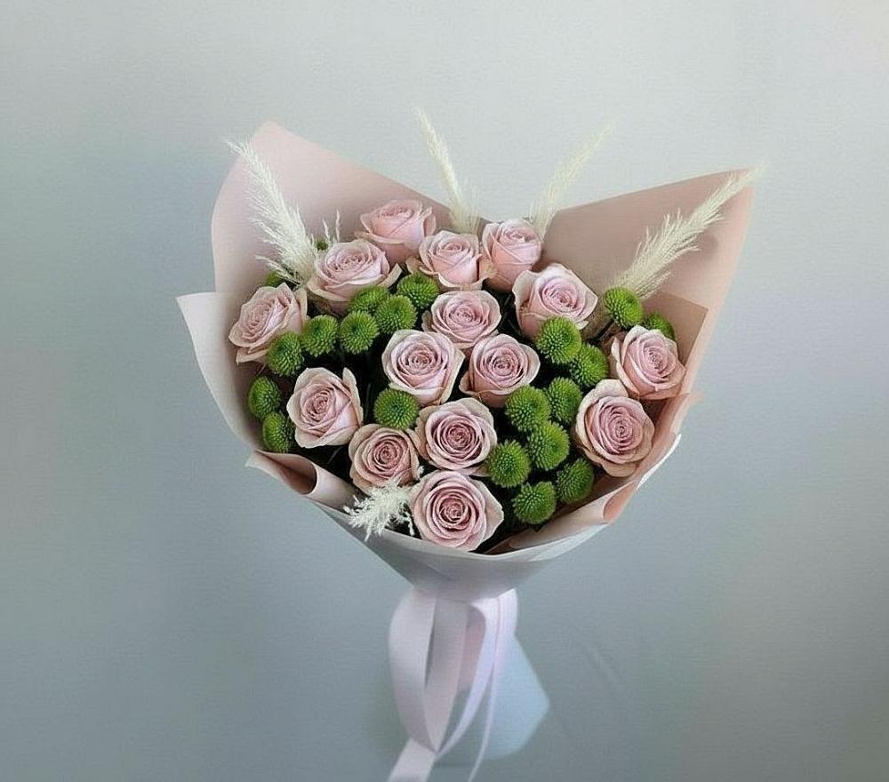 Букет цветов из: Розы и Хризантемы в Аше