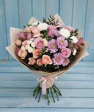 Букет цветов из:  Хризантемы, Розы и Альстромерии в Аше