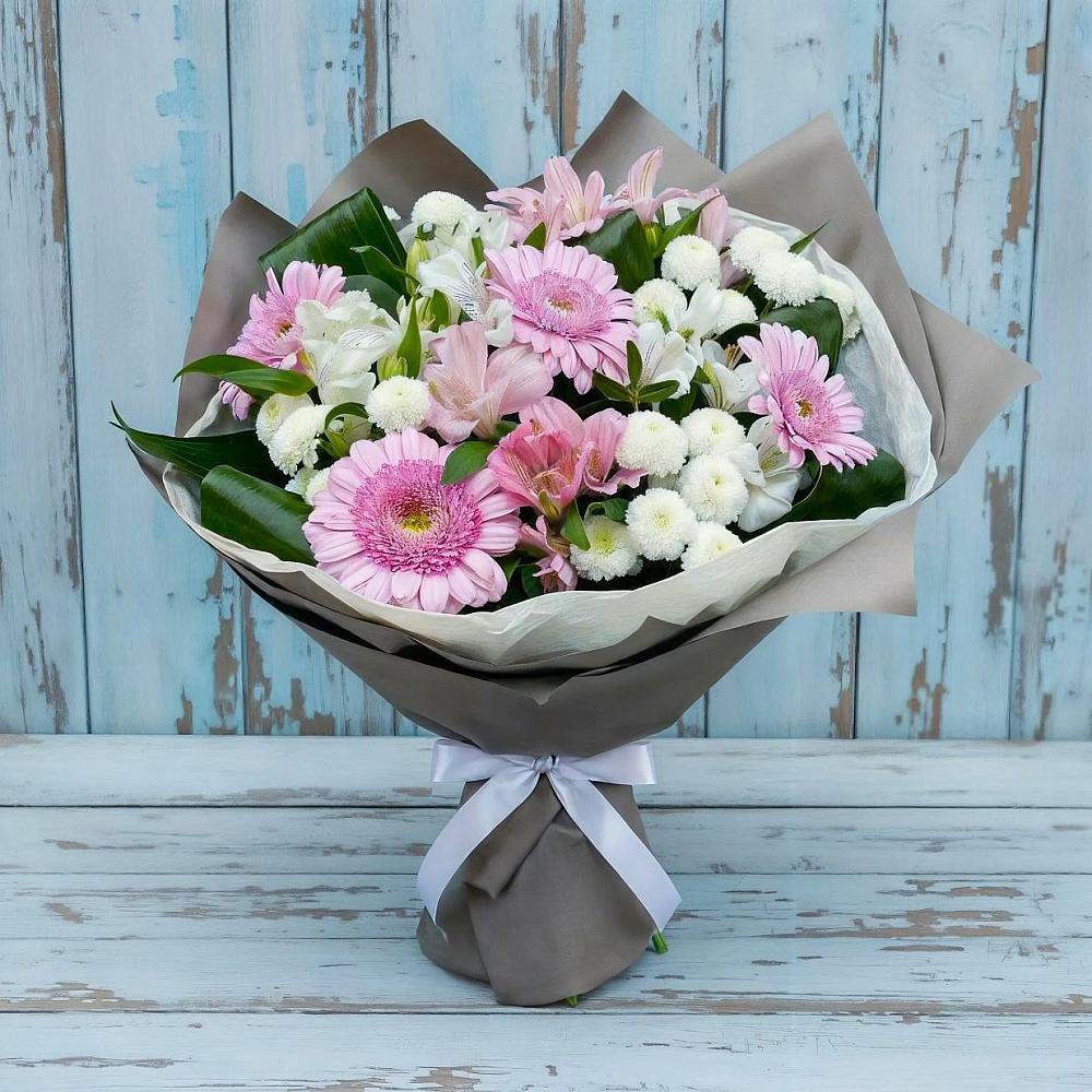 Букет цветов из: Герберы, Альстромерии и Хризантемы в Аше