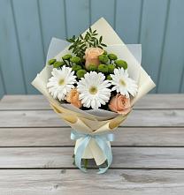 Букет цветов из:  Герберы, Розы и Хризантемы #REPLACE_PRED# Аше